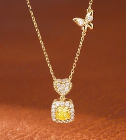 18Kt Gold Natural Yellow Diamond Necklace