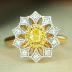 Natural Yellow Diamond 18Kt Gold Ring