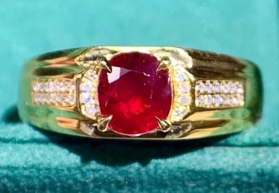 1.2ct Pigeon Blood Ruby 18K Gold Ring