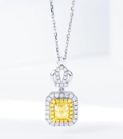 0.65ct Natural Yellow Diamond 18Kt Gold Pendant