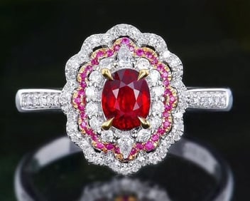 1ct Mozambique Pigeon Blood Ruby 18Kt Gold Ring