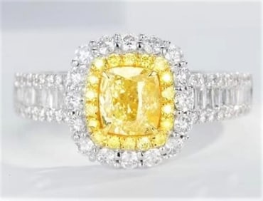 1.25ct Natural Yellow Diamond 18Kt Gold Ring