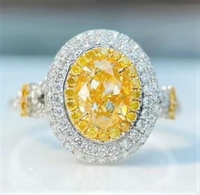 1ct Natural Yellow Diamond 18Kt Gold Ring