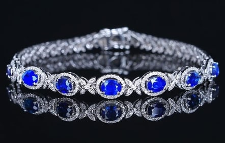 3.6cts Royal Blue Sapphire 18Kt Gold Bracelet