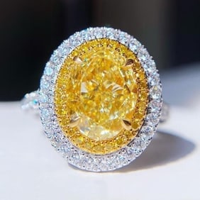 3ct Natural Yellow Diamond 18Kt Gold Ring