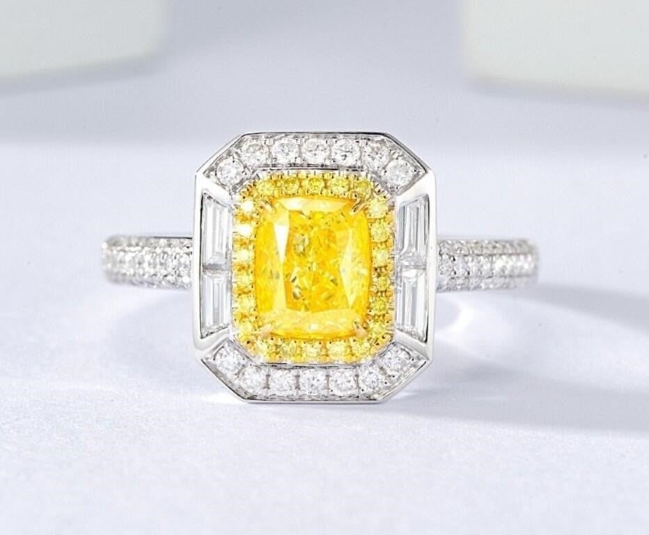 1ct Natural Yellow Diamond 18Kt Gold Ring (1 of 5)