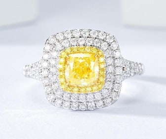 1ct Natural Yellow Diamond 18Kt Gold Ring
