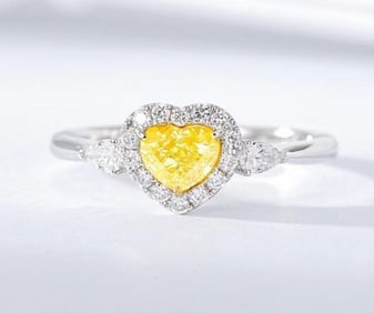 0.58ct Natural Yellow Diamond 18Kt Gold Ring