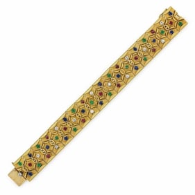 Natural Colored Gemstones 18Kt Gold Bracelet