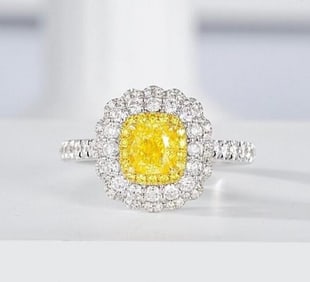 0.78ct Natural Yellow Diamond 18Kt Gold Ring