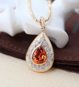 1.3ct Fanta Spessartite 18Kt Gold Pendant