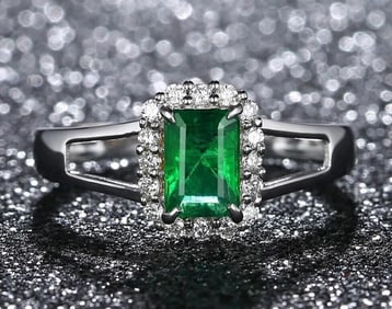 0.9ct Natural Emerald 18Kt Gold Ring