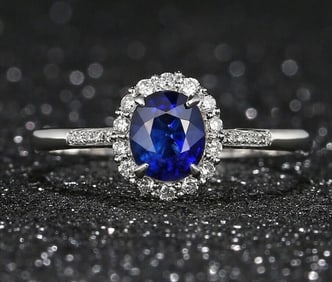1.4ct Royal Blue Sapphire 18Kt Gold Ring
