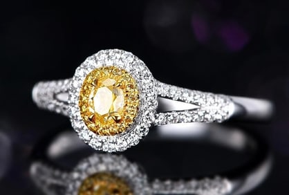 Natural Yellow Diamond 18K Gold Ring