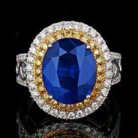 8ct Royal Blue Sapphire 18K Gold Ring