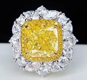 6ct Natural Yellow Diamond Ring 18K Gold