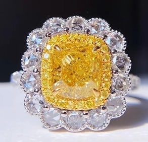 2ct Natural Yellow Diamond Ring 18K Gold