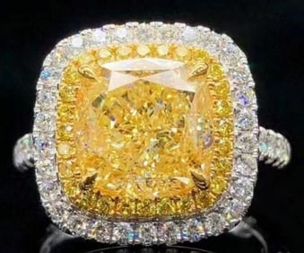 4ct Natural Yellow Diamond 18Kt Gold Ring