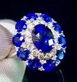 4.8ct Natural Royal Blue Sapphire Ring 18K Gold
