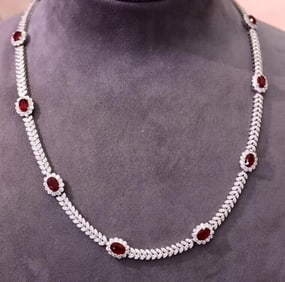 7.7ct Pigeon Blood Ruby 18K Gold Necklace