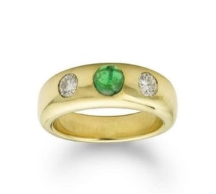 Natural Emerald 18Kt Gold Diamond Ring