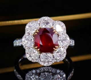 3.2ct Pigeon Blood Ruby 18Kt Gold Ring