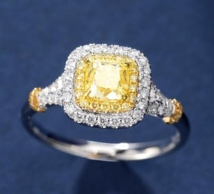 1ct Natural Yellow Diamond 18Kt Gold Ring