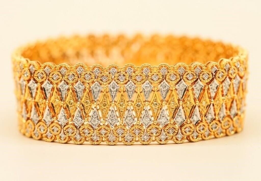 2.8ct Natural Diamond 24K-Gold Bracelet (1 of 4)