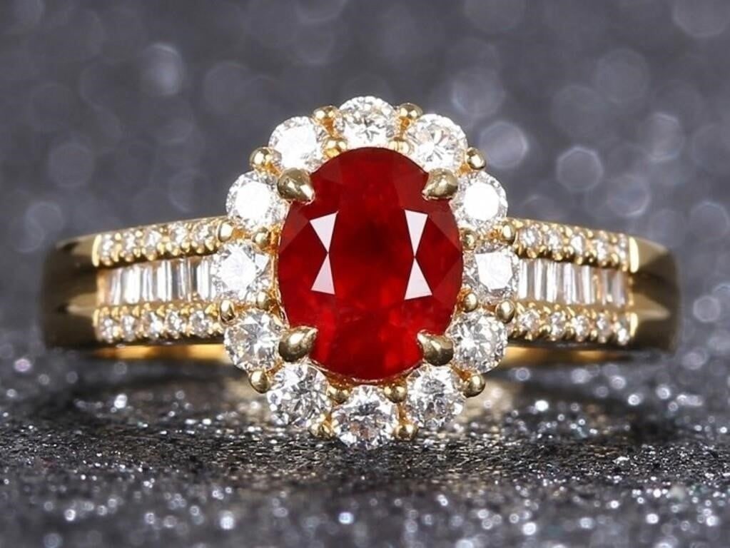 1.5ct Pigeon Blood Ruby 18K Gold Ring (1 of 3)