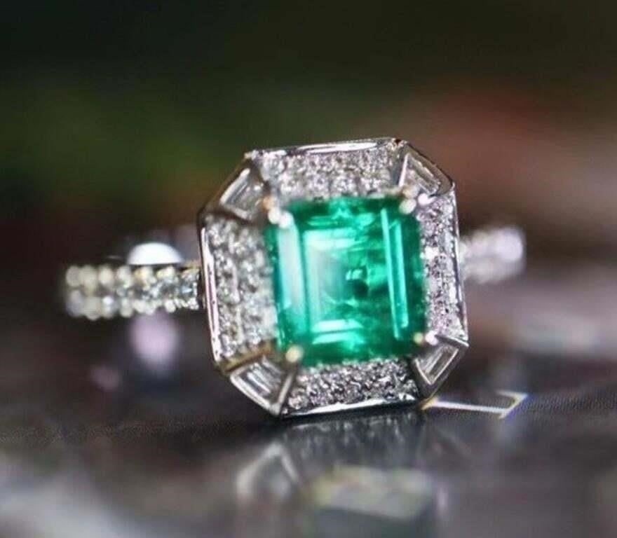 1ct Natural Emerald 18K Gold Ring (1 of 2)