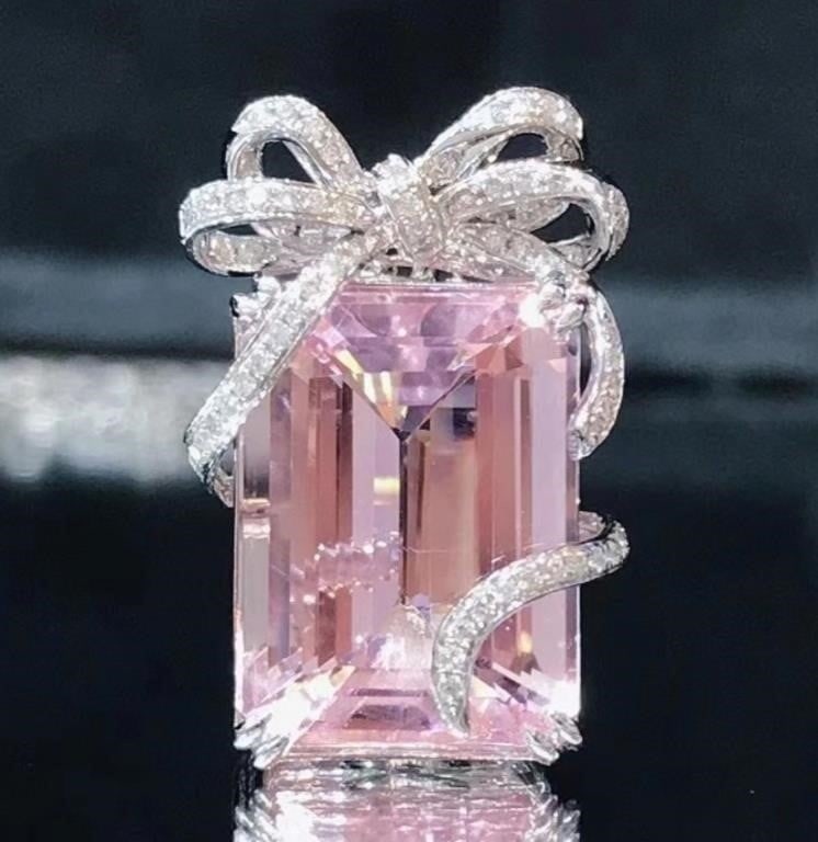 5.5ct Natural Morganite 18K Gold Pendant (1 of 3)