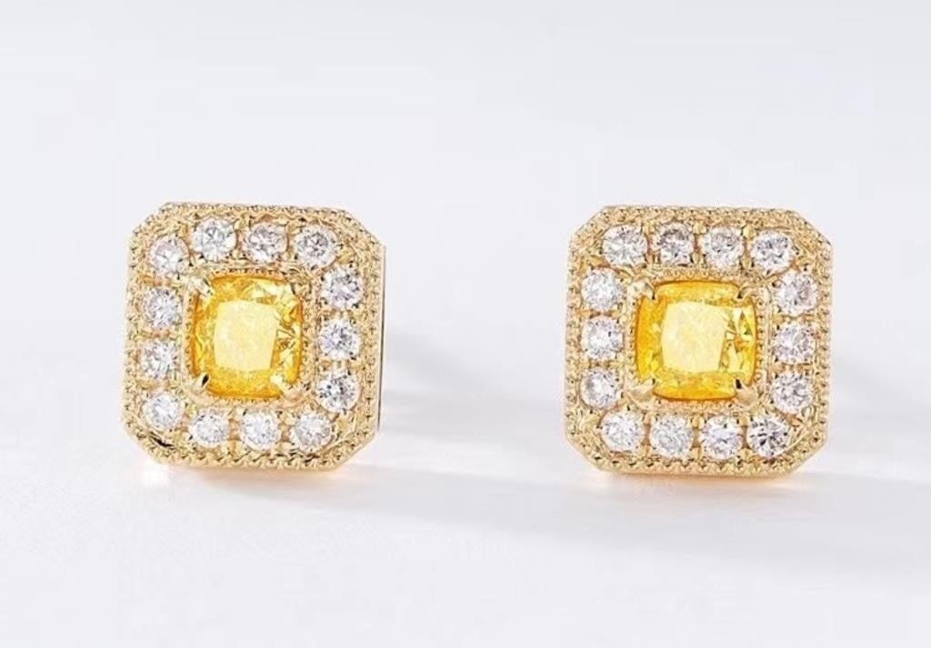 Natural Yellow Diamond Earrings 18K Gold (1 of 3)