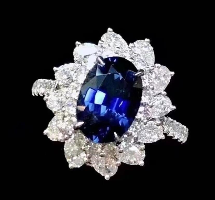 2.5ct Natural Royal Blue Sapphire Ring 18K Gold (1 of 2)