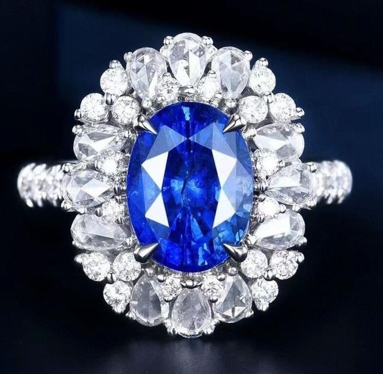 3.4ct Sri Lankan Sapphire Ring 18K Gold (1 of 1)