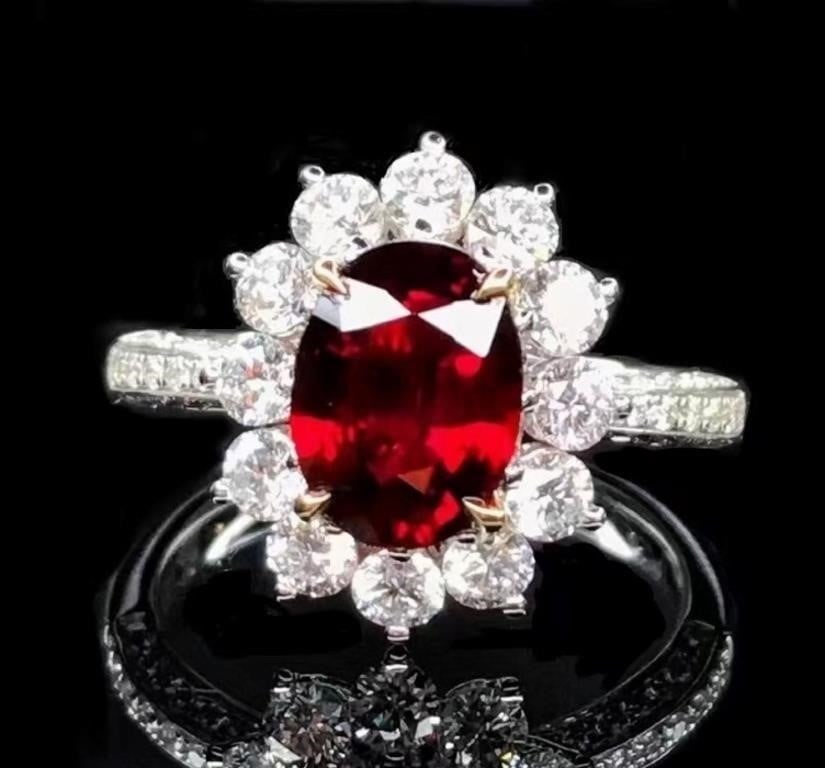 2.2ct Pigeon Blood Ruby 18K Gold Ring (1 of 3)