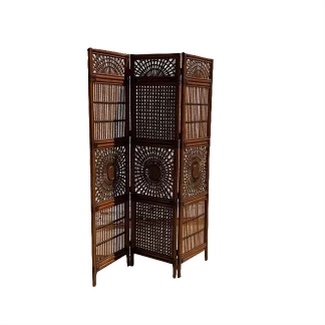 Vintage 3 Panel Bamboo and Rattan Screen (1 of 3)