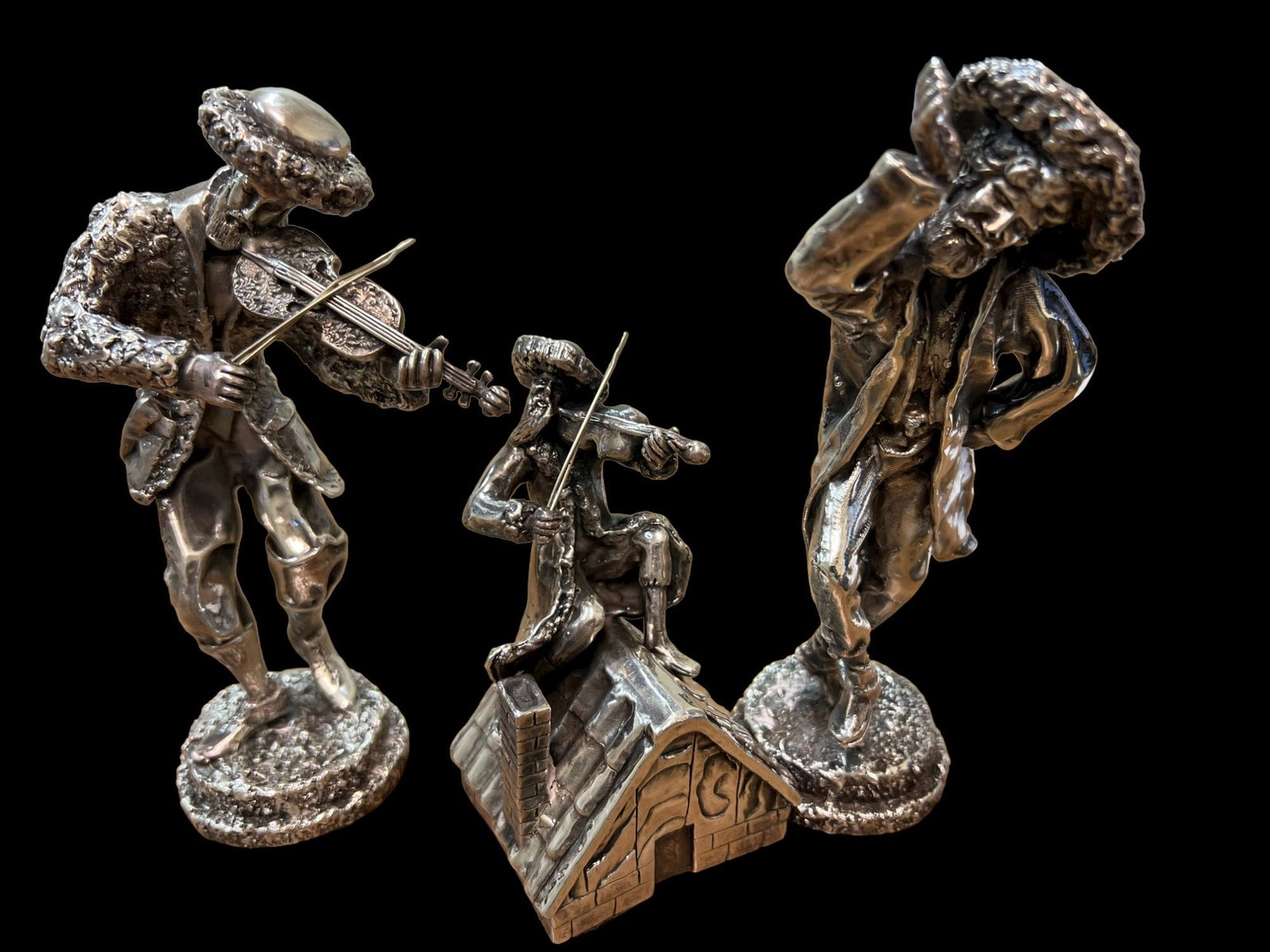 3 Judaica Sterling Silver Overlaid Dancing Figures (1 of 10)
