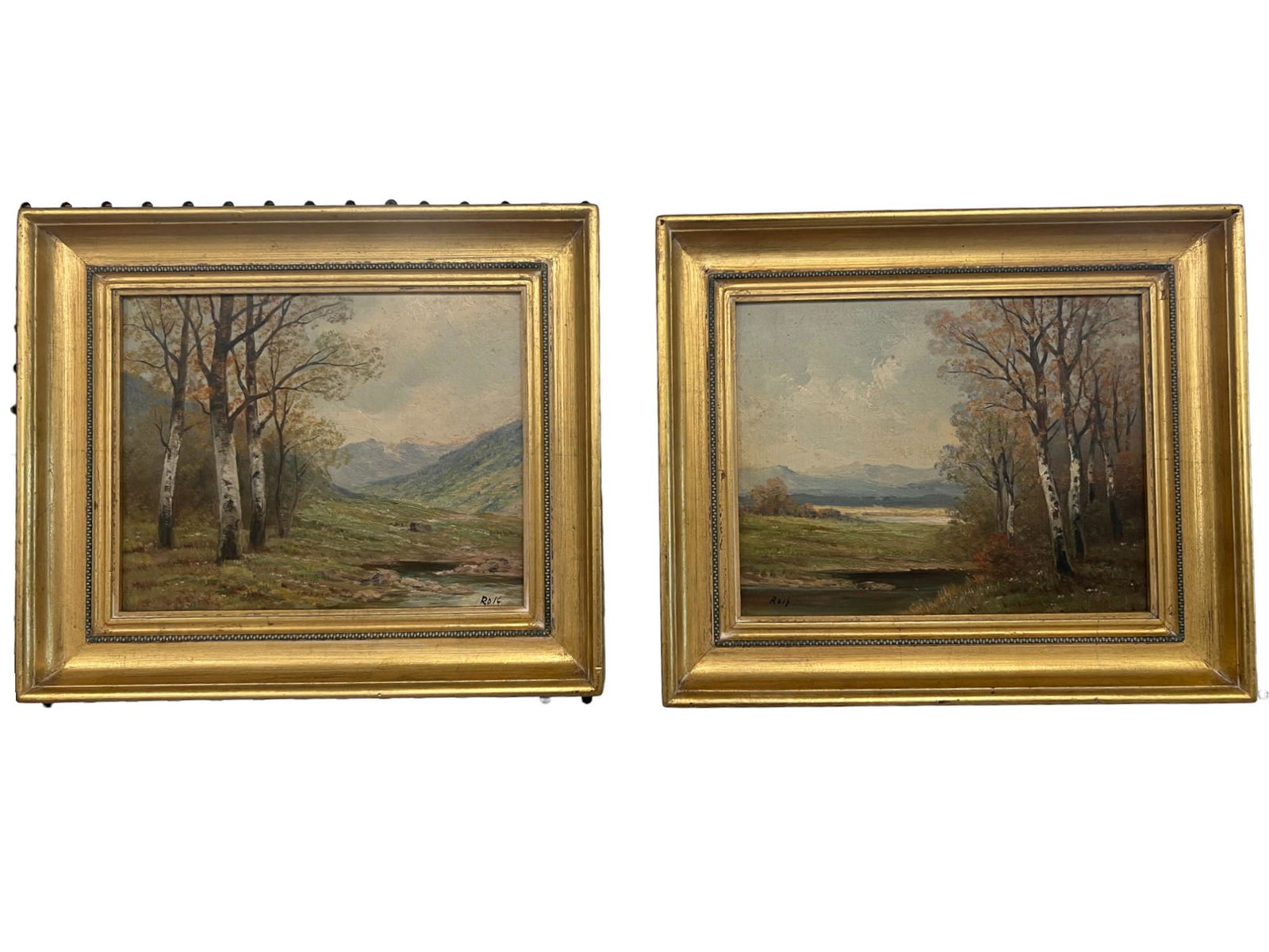 Pair of Oil on Board Mountain Landscape signed (1 of 7)