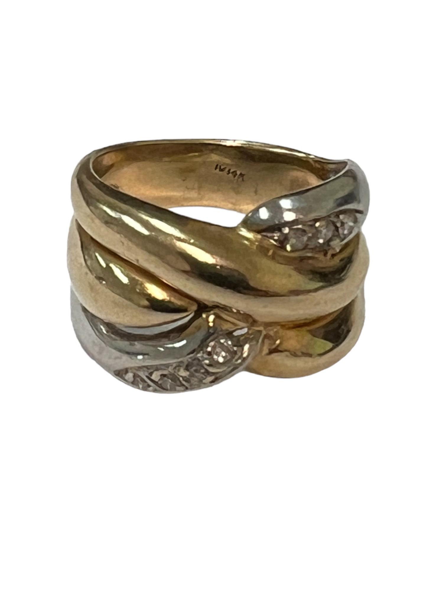 Two Tone Diamond 14K gold ring 6.2g size 6 (1 of 2)