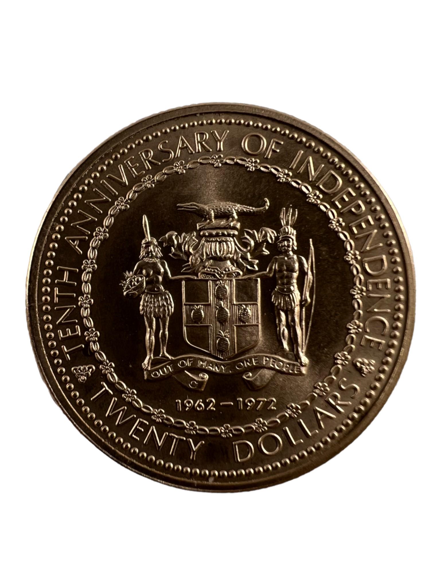 Jamaica gold coin $20 10th tenth anniversary 1972 from Royal Canadian Mint (1 of 2)