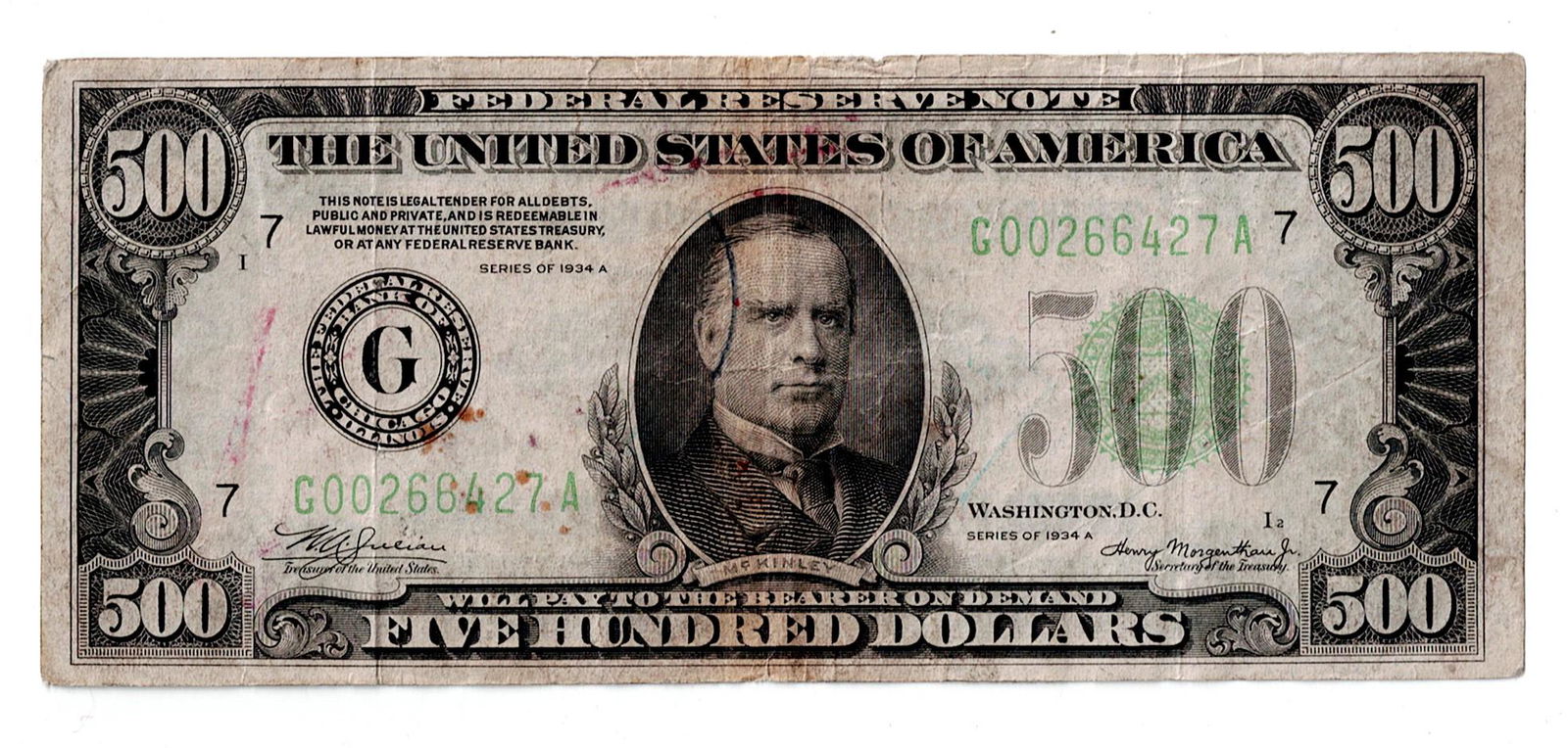 1934A $500 Federal Reserve Note (1 of 2)