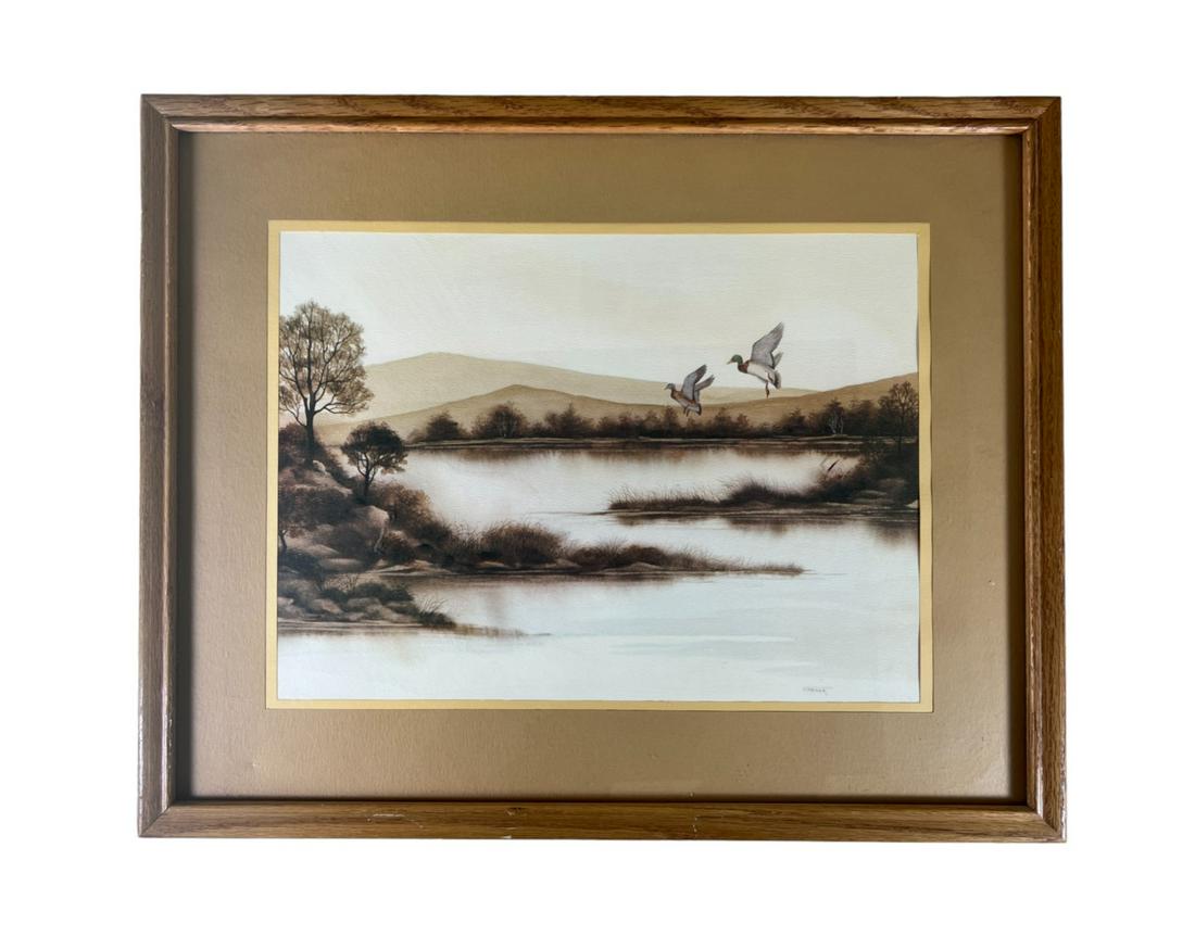 F. Massa Framed Print Watercolor Lake Scene (1 of 2)
