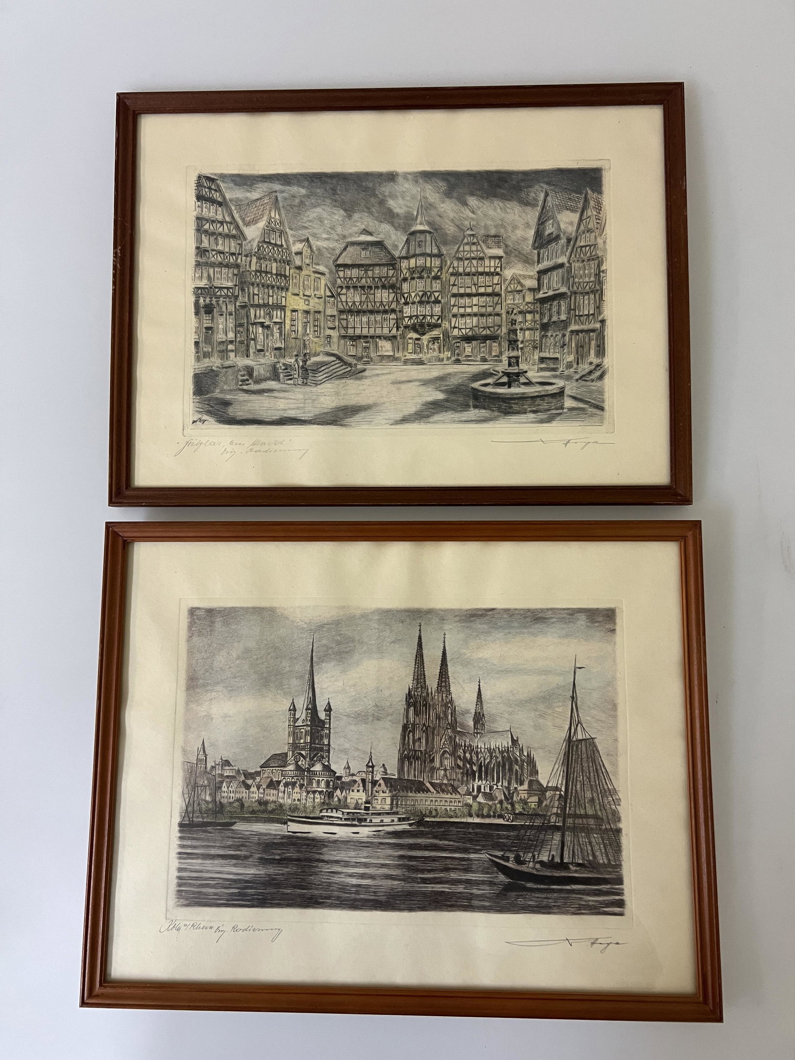 Two Colored etching signed F. Hoya (1 of 9)