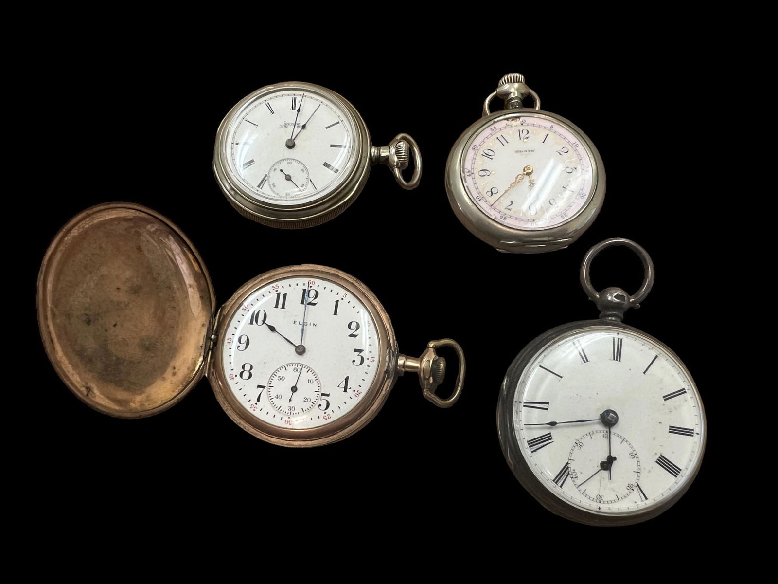 4 Pocket Watches  Elgins and silver watch (1 of 2)