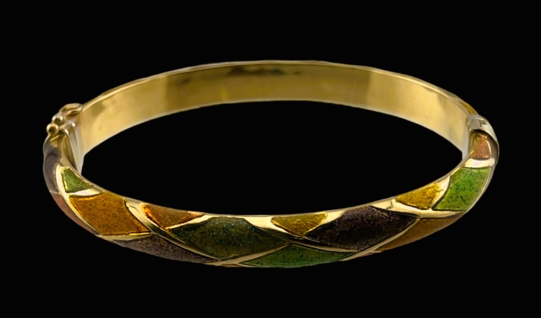 Multi Color Enamel 14K Yellow Gold Bracelet (1 of 3)