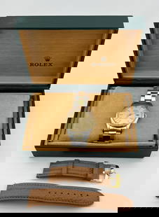 Rolex 1601 Datejust 14K w/ rare original Rolex Freres Gay Bracelet: Rolex 1601 Datejust 14K w/ rare original Rolex Freres Gay Bracelet. Comes with extra leather aftermarket band and box. Champagne Gold. 12-Hour Dial, Date Indicator, Screwdown Crown, Seconds Hand, Self