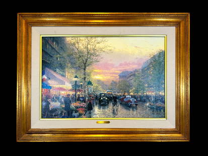 Thomas Kinkade Painting "Paris, City Of Lights" limited lithograph signed: Thomas Kinkade Painting "Paris, City Of Lights" lithograph signed. Has original purchase receipt. Image 18" x 26", frame 27" x 36"