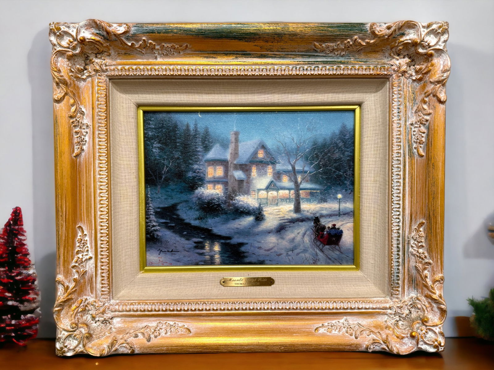 Thomas Kinkade "Moonlit Sleigh Ride" Limited Signed Lithogrpah with COA (1 of 5)
