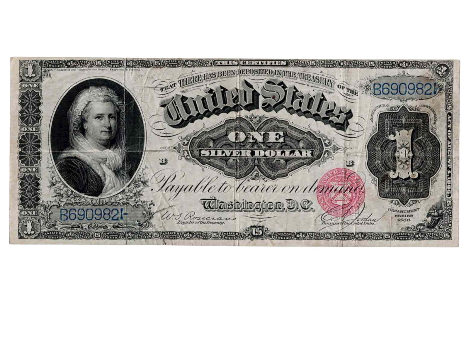 1886 $1 Silver Certificate Martha Washington Fr. 215 (1 of 2)