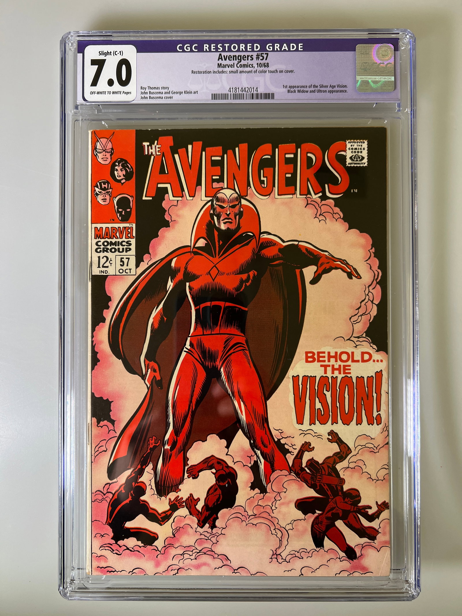 Avengers #57 CGC 7.0 Restored Marvel Comics Key (1 of 2)